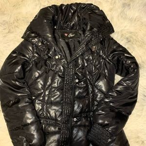 Guess black puffer coat jacket small